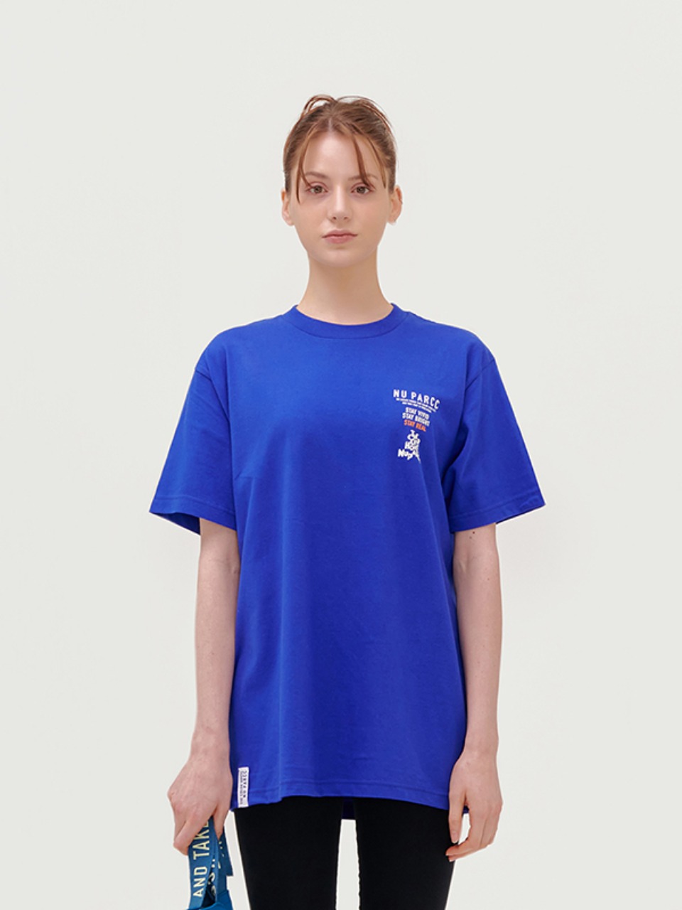컬러 하우스 로고 티셔츠 - 블루