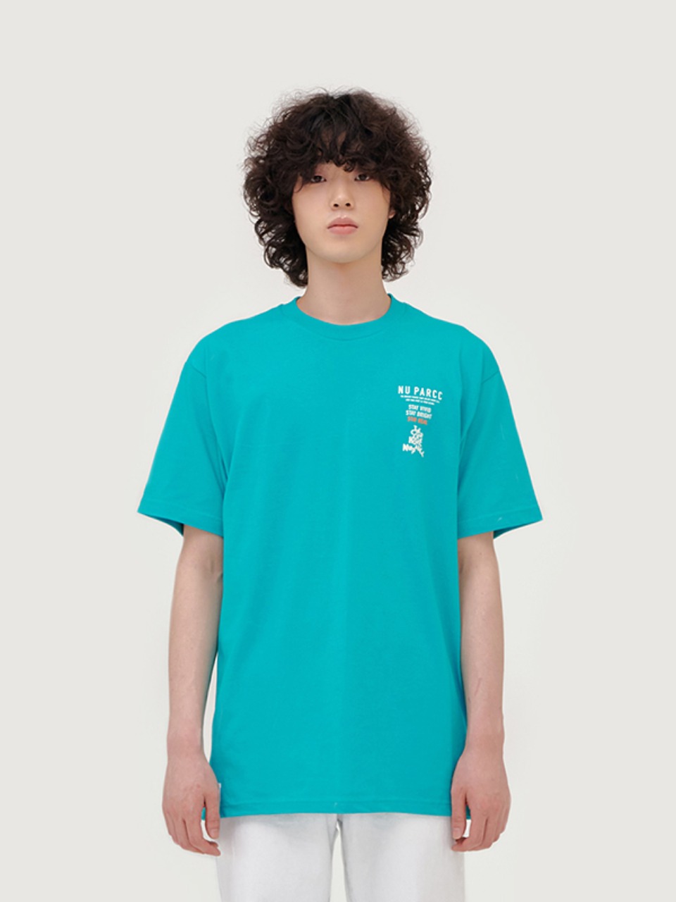 컬러 하우스 로고 티셔츠 - 민트